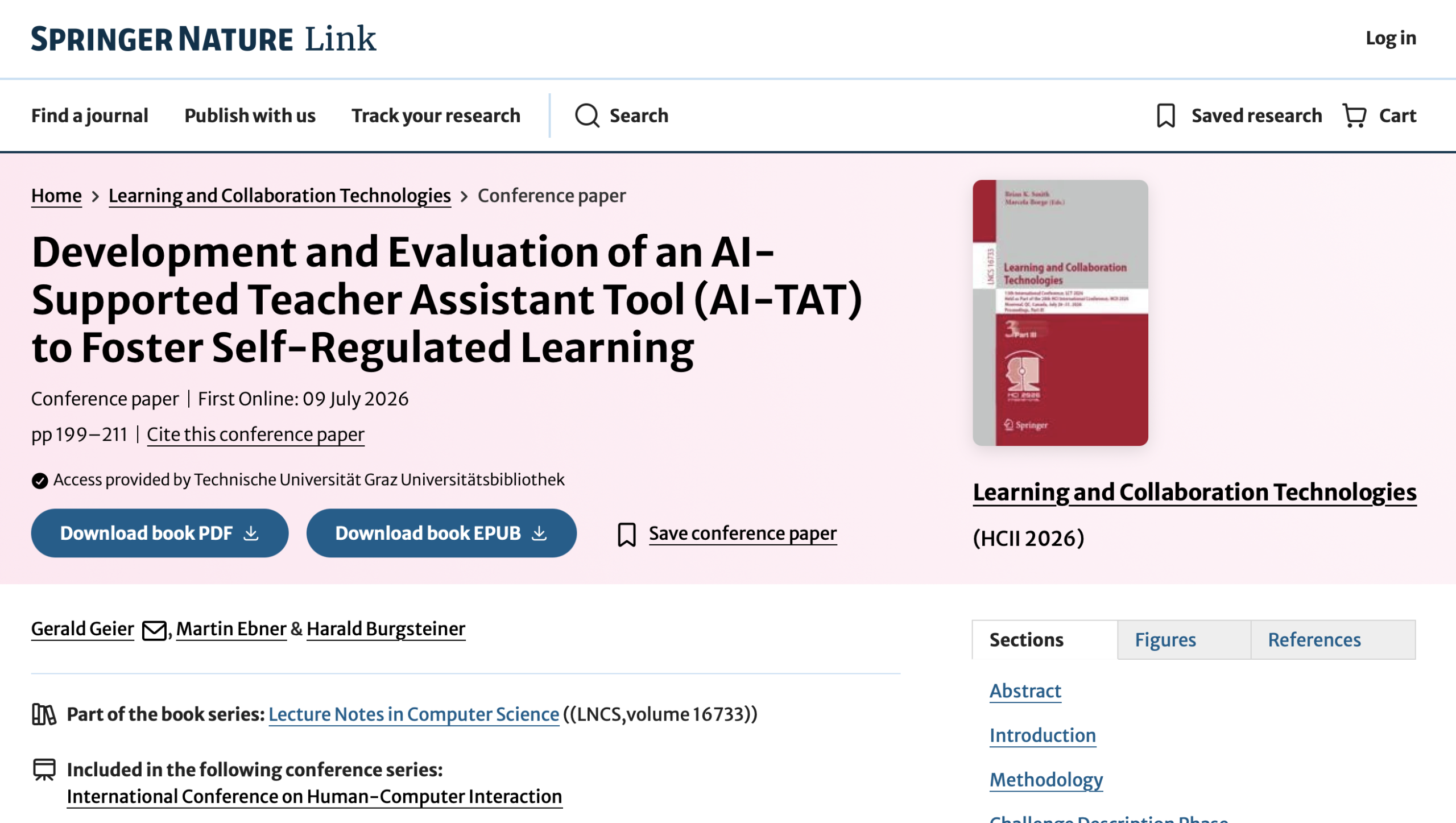 Publikation: Development and Evaluation of an AI-Supported Teacher Assistant Tool (AI-TAT) to Foster Self-Regulated Learning
